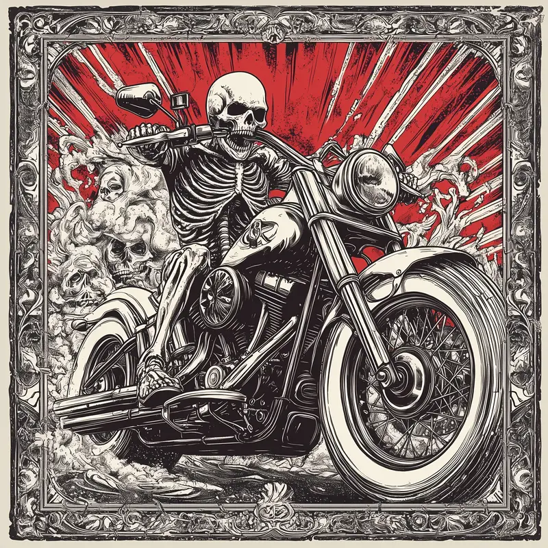 Бандана скелет на мотоциклі