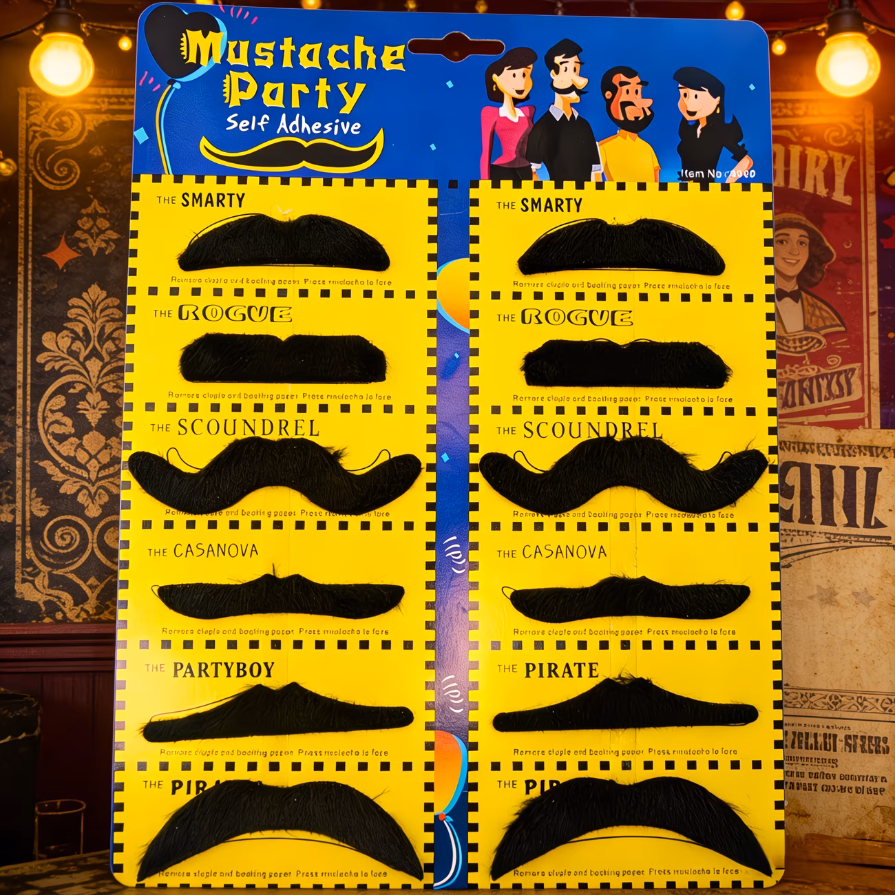 Набір самоклеючих вусів для вечірок, 12 шт